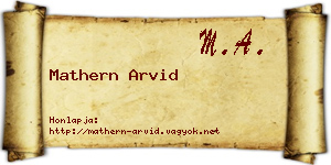 Mathern Arvid névjegykártya